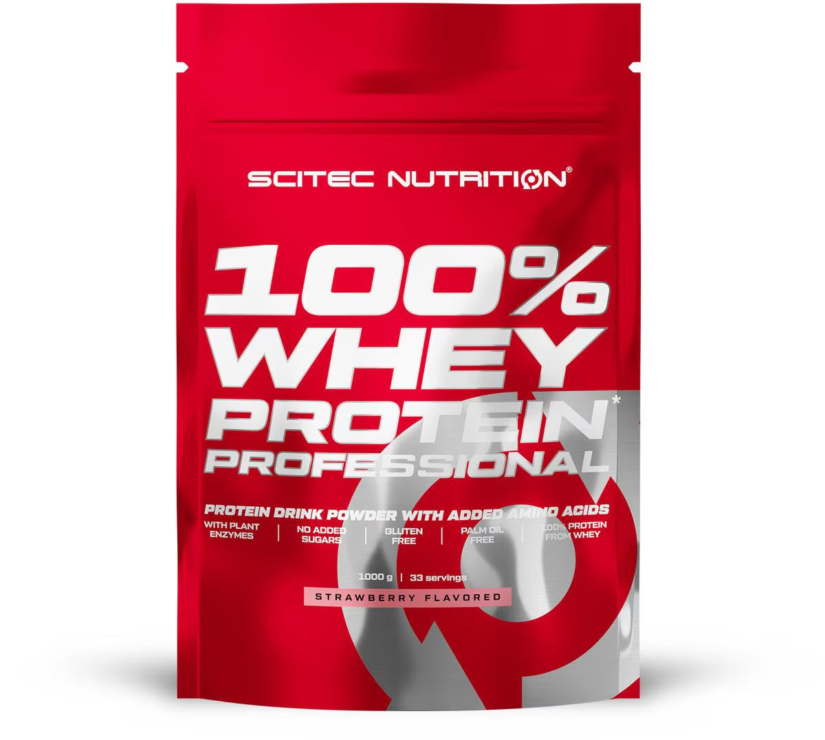 Scitec Nutrition 100% Whey Protein Professional, Erdbeer-Geschmack, 1000g, glutenfrei, mit Aminosäuren