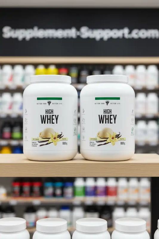Zwei Dosen High Whey Protein Vanille, 900g, ideal für Fitness und Sportler