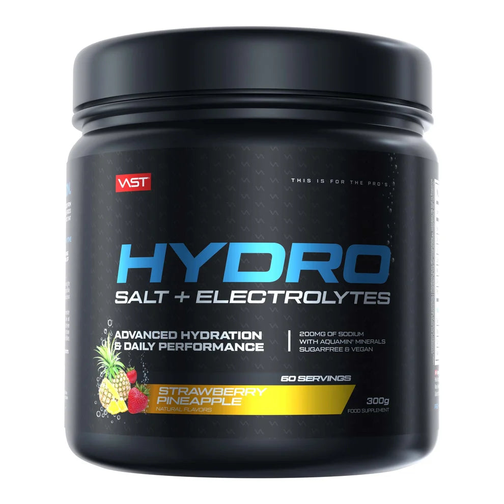 VAST Hydro Salt + Electrolytes Nahrungsergänzung in Erdbeer-Ananas Geschmack, 300g Dose
