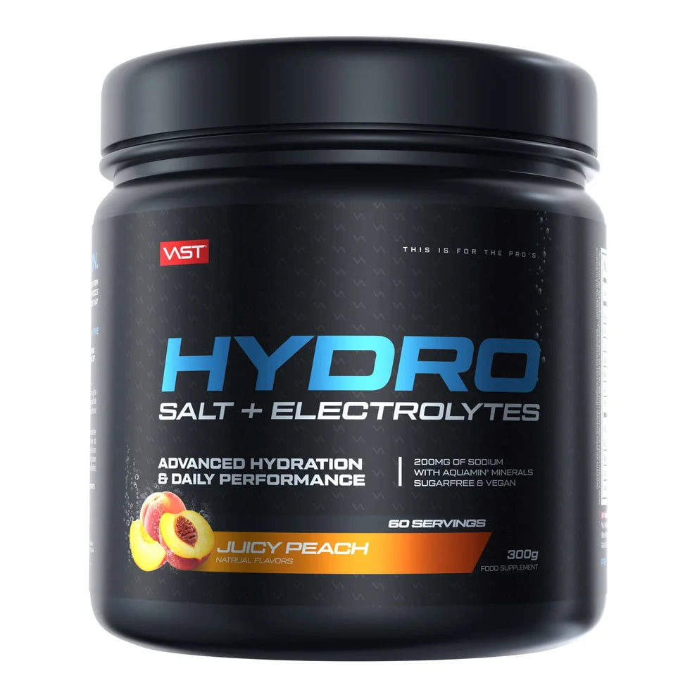 VAST Hydro Salt + Electrolytes Nahrungsergänzung in Pfirsich-Geschmack, 300g Dose