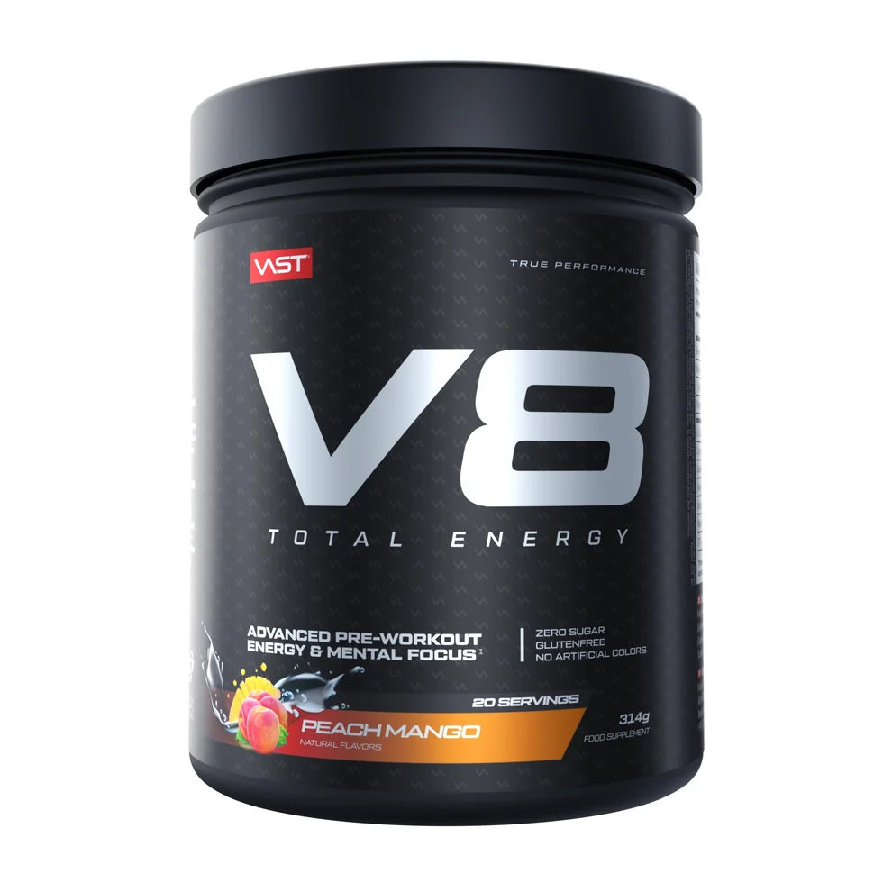 VAST® V8 Total Energy Pre-Workout Supplement in Peach Mango Geschmack, 314g Dose