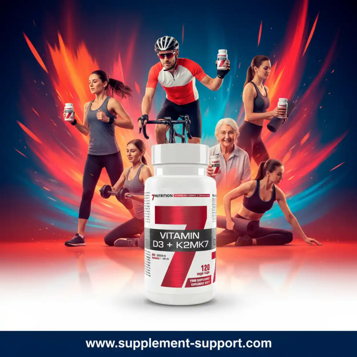 Vitamin D3 + K2MK7 Kapseln für Sportler und allgemeine Gesundheit.