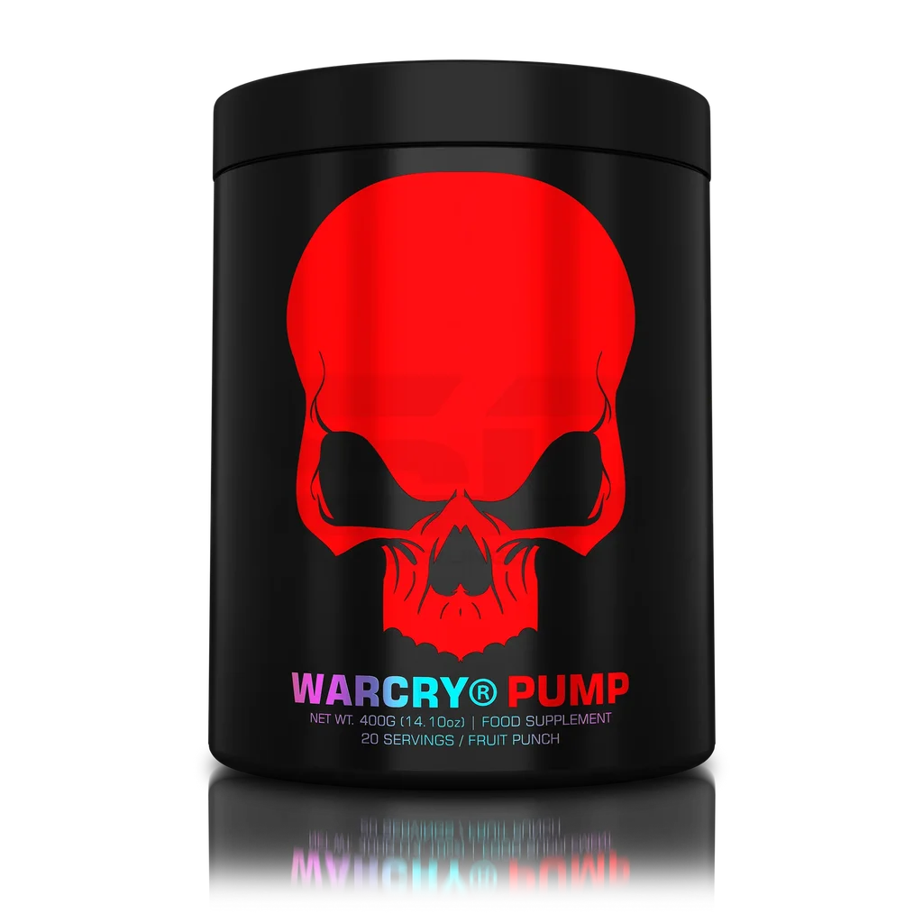 WarCry Pump Nahrungsergänzung mit rotem Totenkopf, 400g, Fruchtpunsch-Geschmack für Sportler