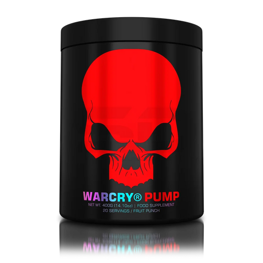 WarCry Pump Nahrungsergänzung mit rotem Totenkopf, 400g, Fruchtpunsch-Geschmack für Sportler