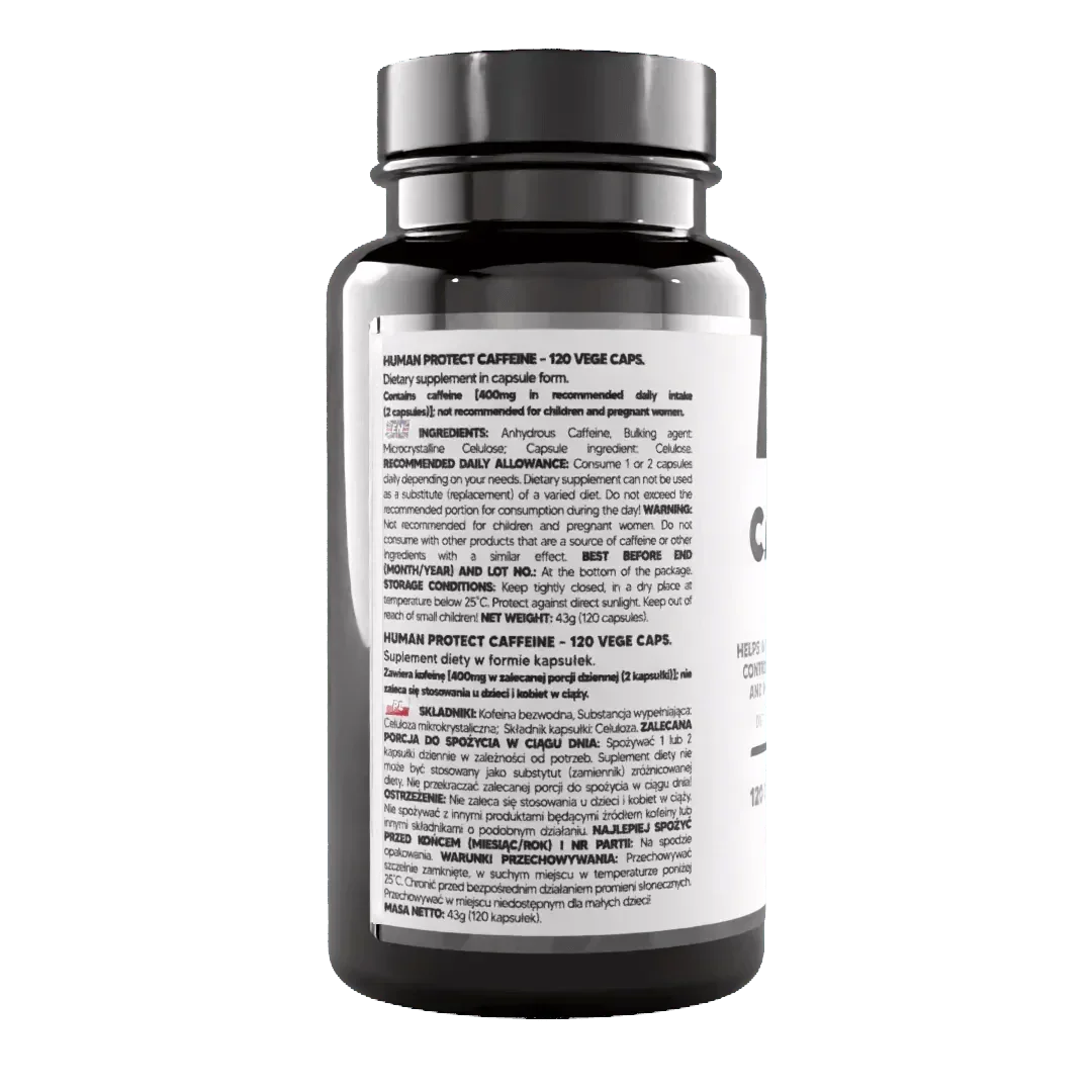 Wasserfreies Koffein, 120 Kapseln. - Supplement-Support.com