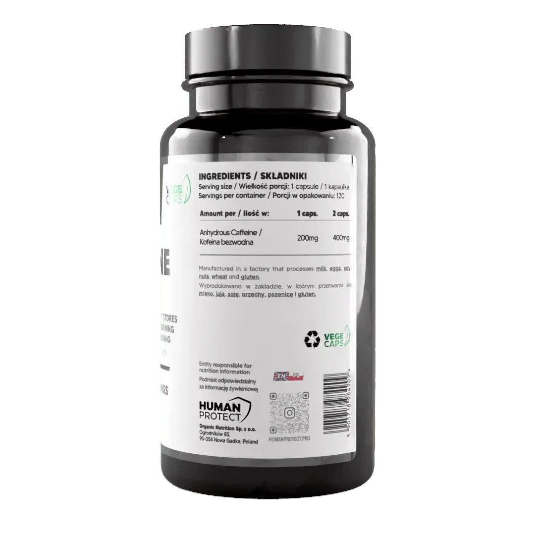 Wasserfreies Koffein, 120 Kapseln. - Supplement-Support.com