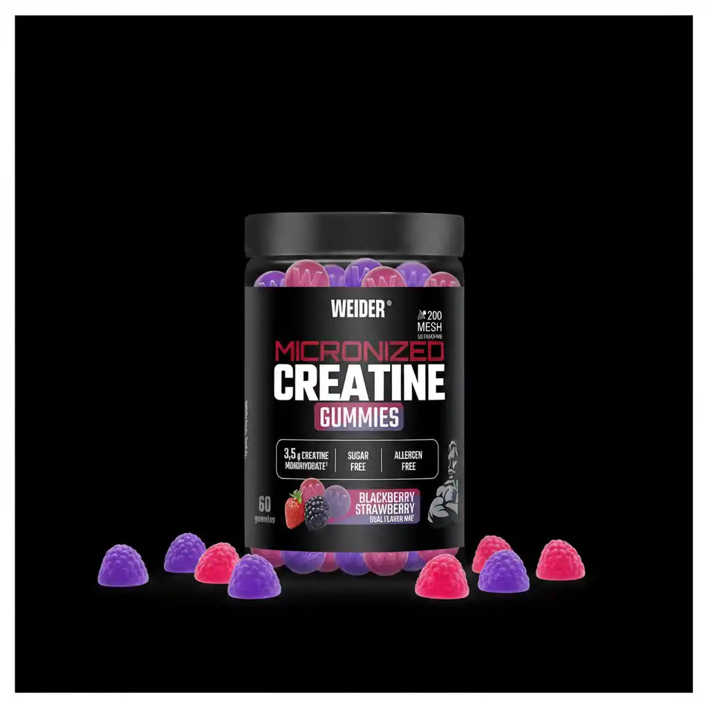 Weider Micronized Creatine Gummies, zuckerfrei, allergenfrei, Blackberry Strawberry Geschmack für Sportler