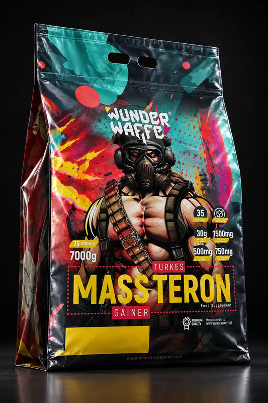 Wunderwaffe Labs MASSTERON Premium Mass Gainer 7kg Beutel mit muskulösem Charakter Design