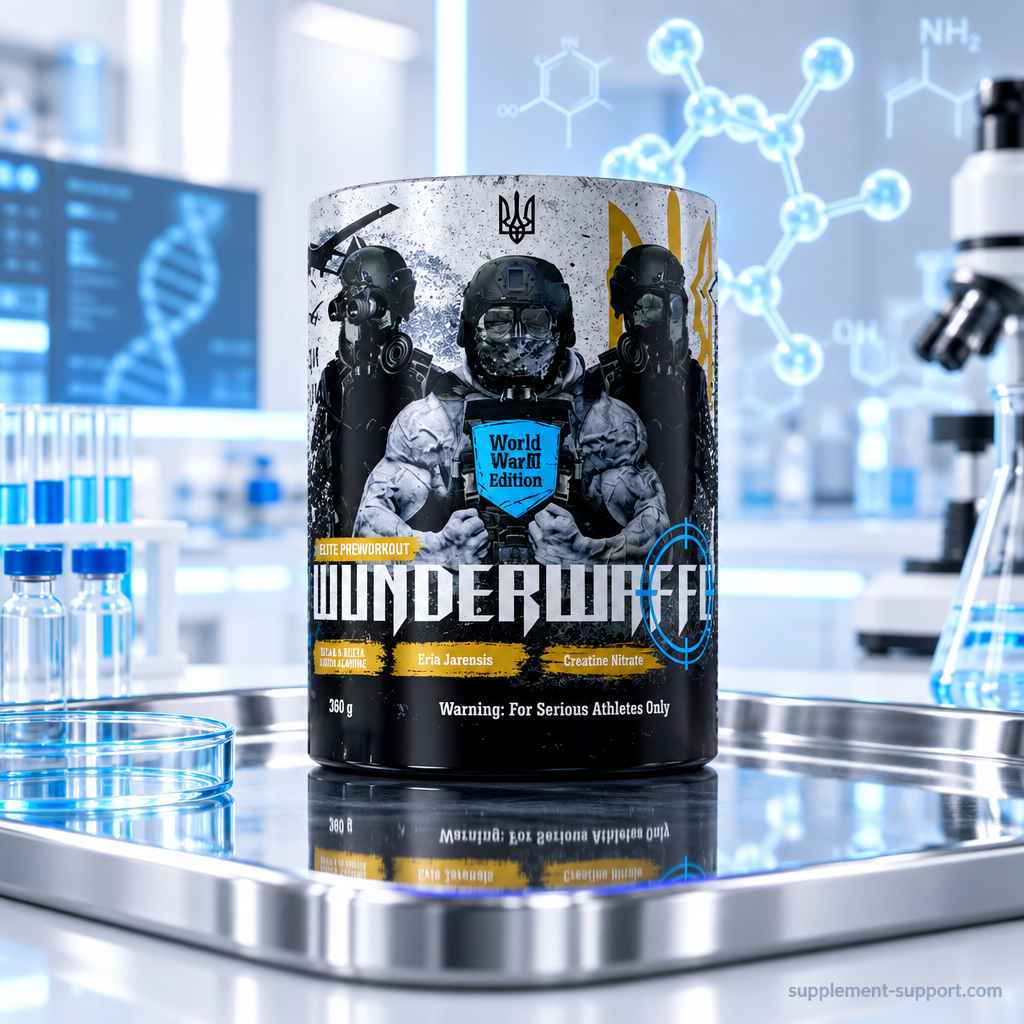Wunderwaffe Labs WWIII Limited Edition Pre-Workout Booster Dose in einem Labor-Setting