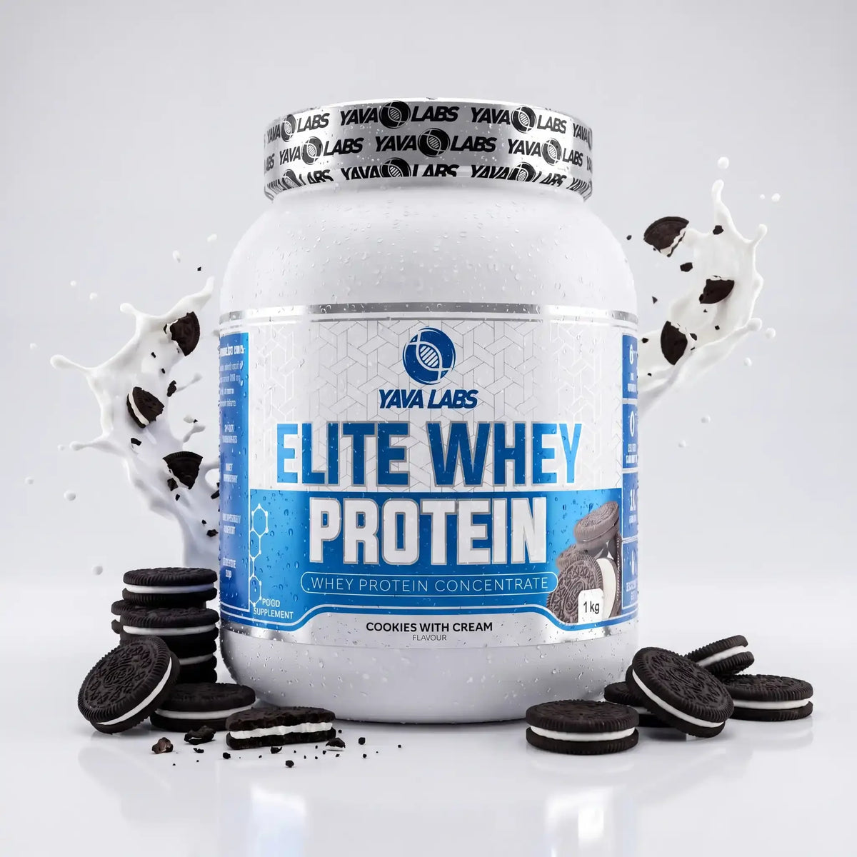Elite Whey Protein mit Cookies with Cream Geschmack, ideal für Sportler und Fitness-Enthusiasten