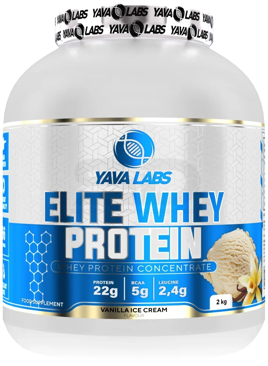 Yava Labs Elite Whey Protein 2kg Vanille-Eis Geschmack, 22g Protein pro Portion, Nahrungsergänzung für Sportler