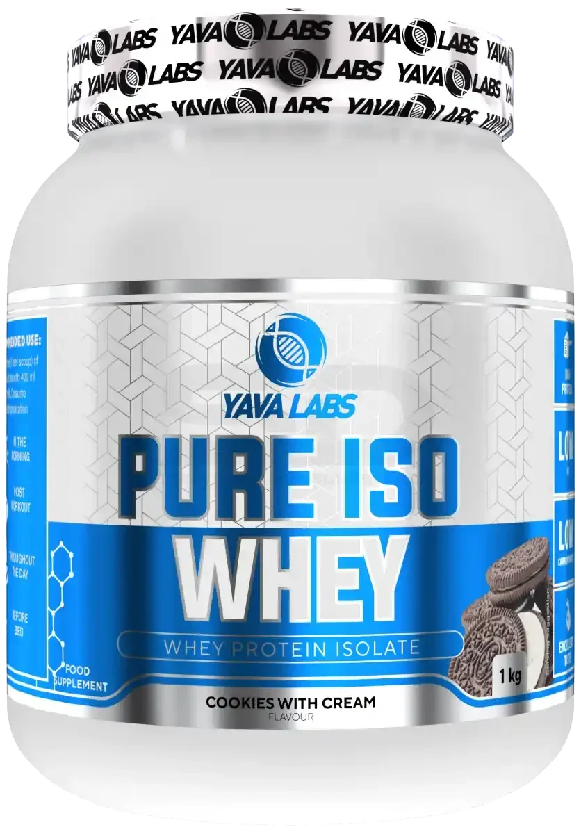 Yava Labs Pure Iso Whey Protein Isolate Cookies with Cream Geschmack, 1 kg