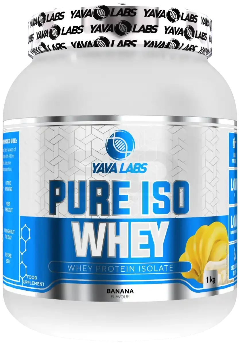 Yava Labs Pure Iso Whey Protein Isolate Banane 1kg – Nahrungsergänzung für Sportler