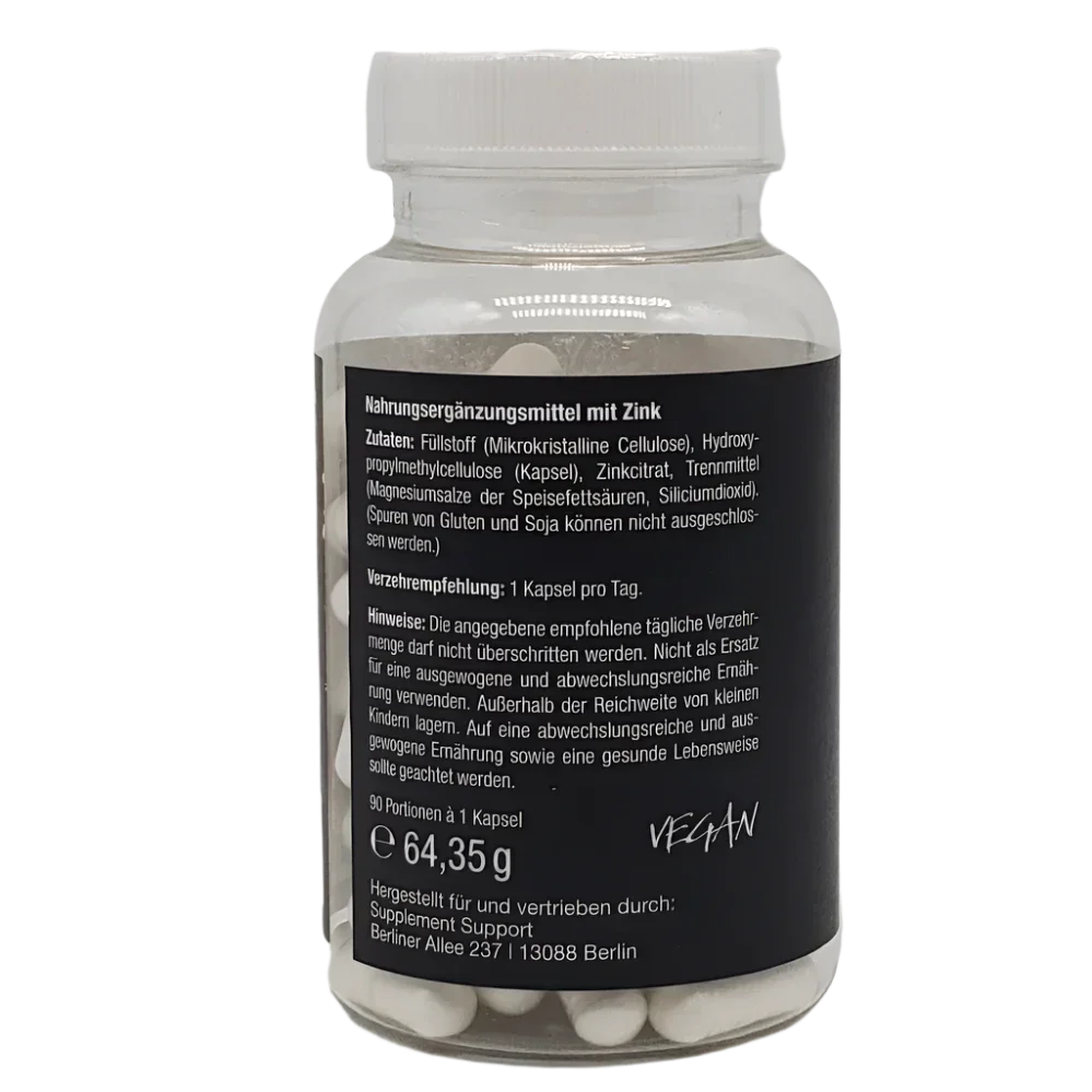 Zink Citrat 90 Vegan Kapseln 25mg - Supplement-Support.com